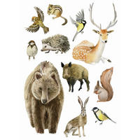WANDTATTOO Waldtiere 47.5 x 66 cm - Braun, Papier (47.5/66/66cm) - ESTAhome