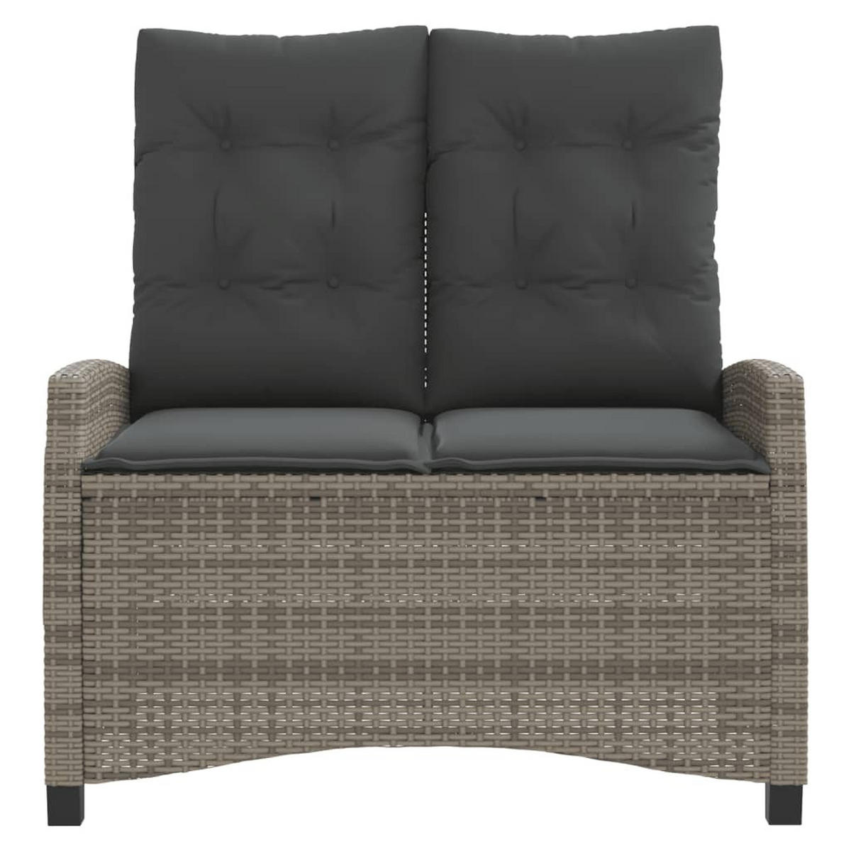 GARTENBANK Verstellbar mit Kissen Grau Poly Rattan - Grau, Kunststoff (105/93/66cm) - furnicato