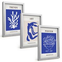 BILDER SET 3er Set - 20x30 cm Silberner Rahmen - Matisses abstrakte Plakate - Silberfarben, Kunststoff (20/30cm) - TULUP
