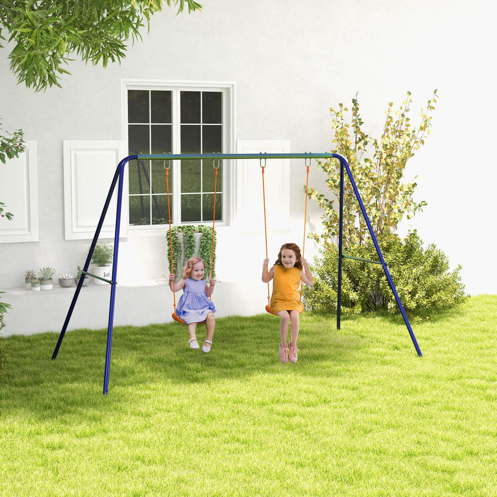KINDERSCHAUKEL 2er - Multicolor, Kunststoff/Metall (160/269cm) - Outsunny