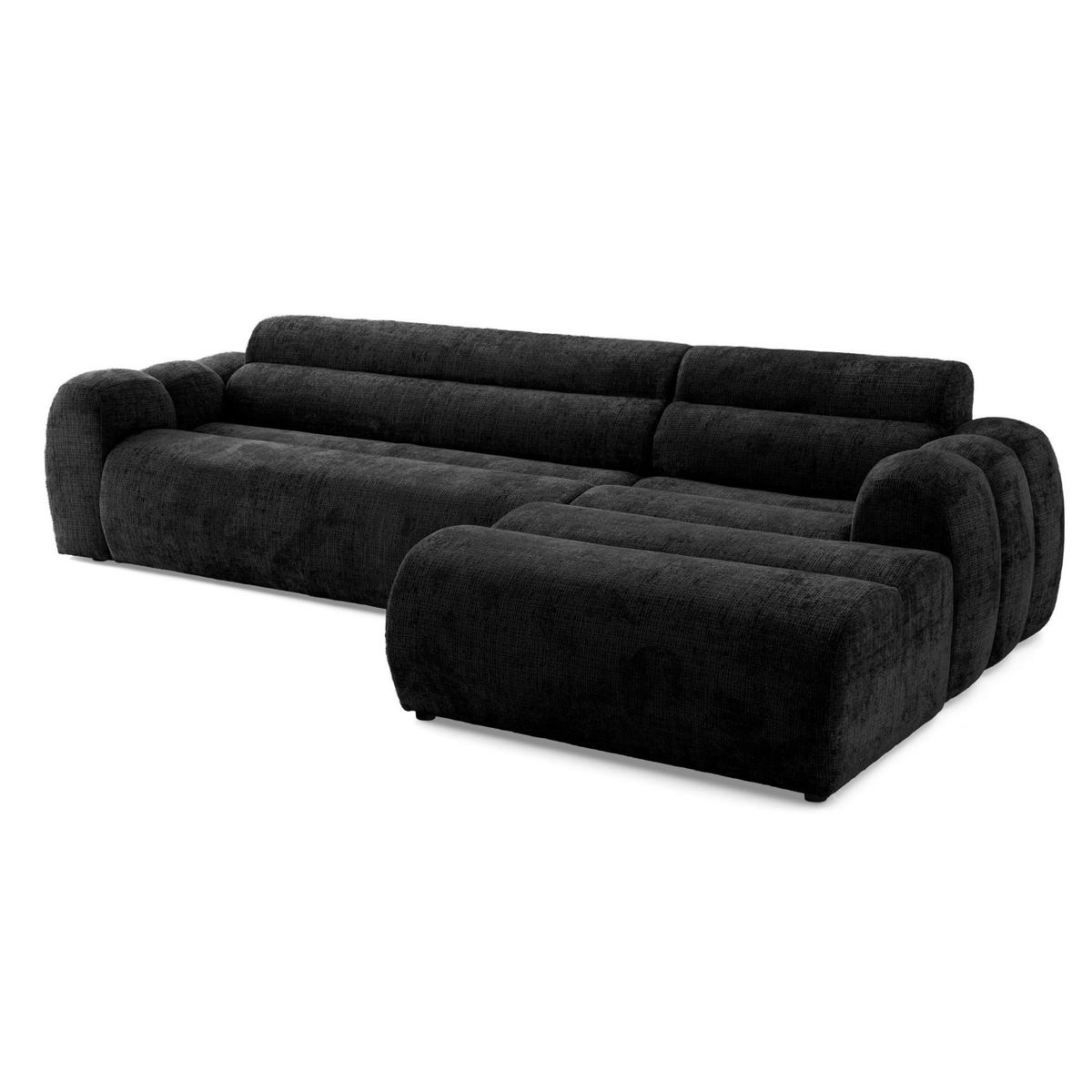 4-SITZER modulares Ecksofa VEER SET 1 Rechts, 298 x 175 cm, Chenille Webstoff Anthrazit - Anthrazit/Schwarz, Holz/Kunststoff (175/298cm) - Muffo