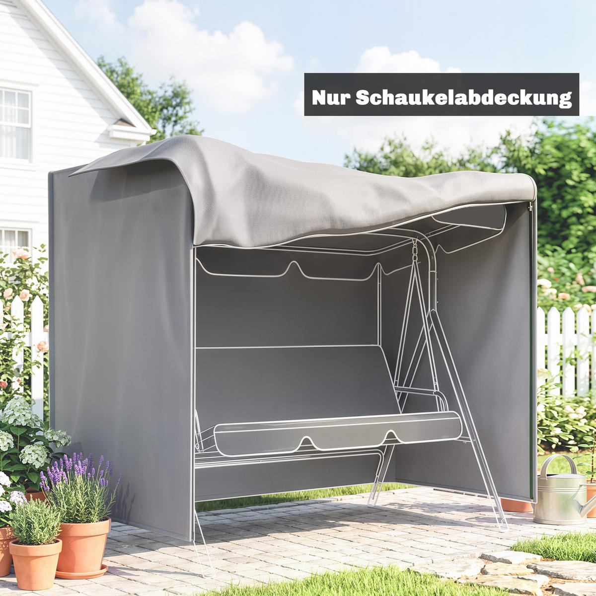 KRYT houpacího křesla, šedý - šedá, plast (114/152/177cm) - Outsunny