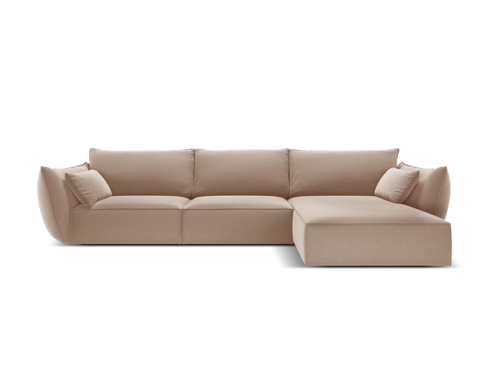 ECKSOFA rechts Kaelle aus Samt beige 4 Sitzplätze - Beige, Textil (171/308cm) - Micadoni