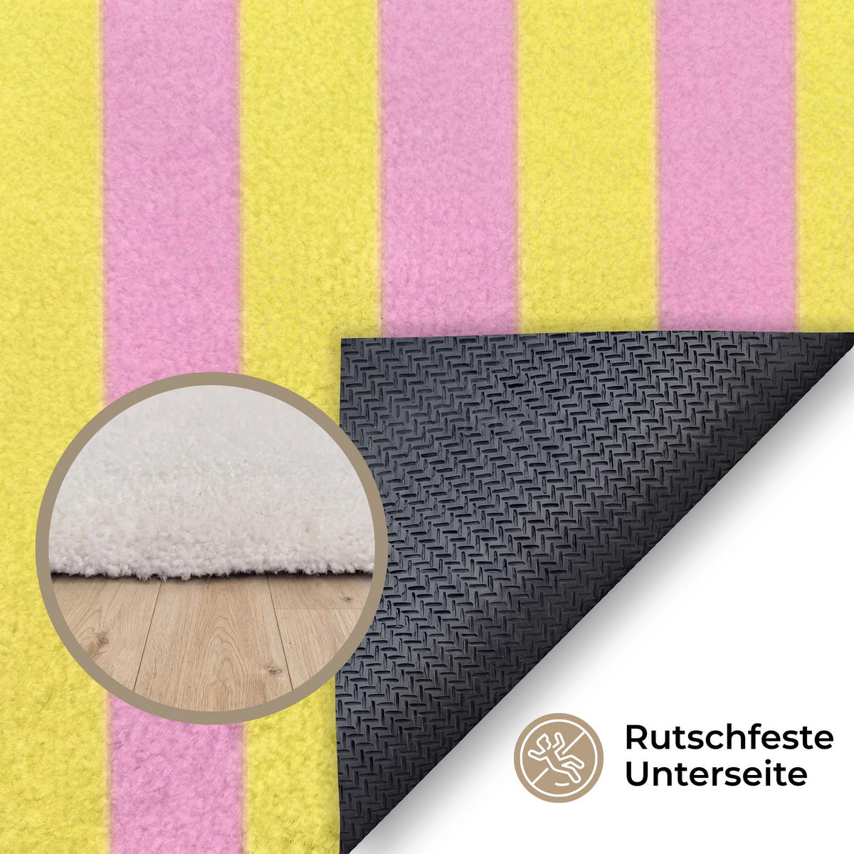 TEPPICH - Text - Streifen - Rosa - 80x120 cm - Pink, Kunststoff/Textil (80/0.4cm) - OnlyWow