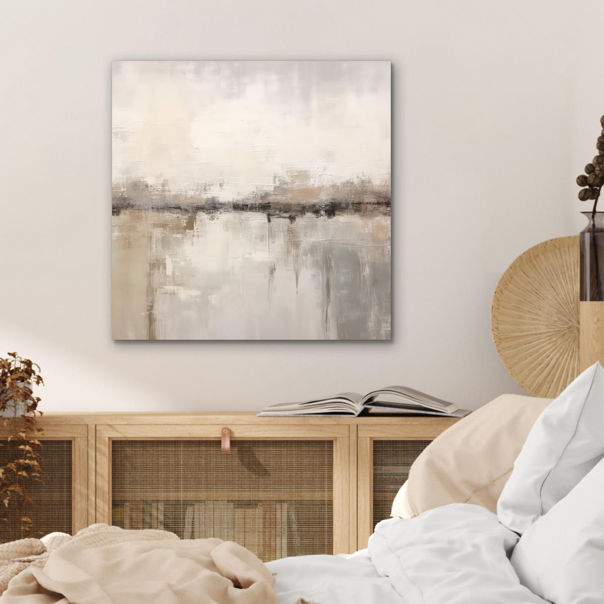KOVOVÝ OBRAZ Moderné umenie - Abstraktné - Béžové 50x50 cm - béžová, kov (50/50cm) - MuchoWow