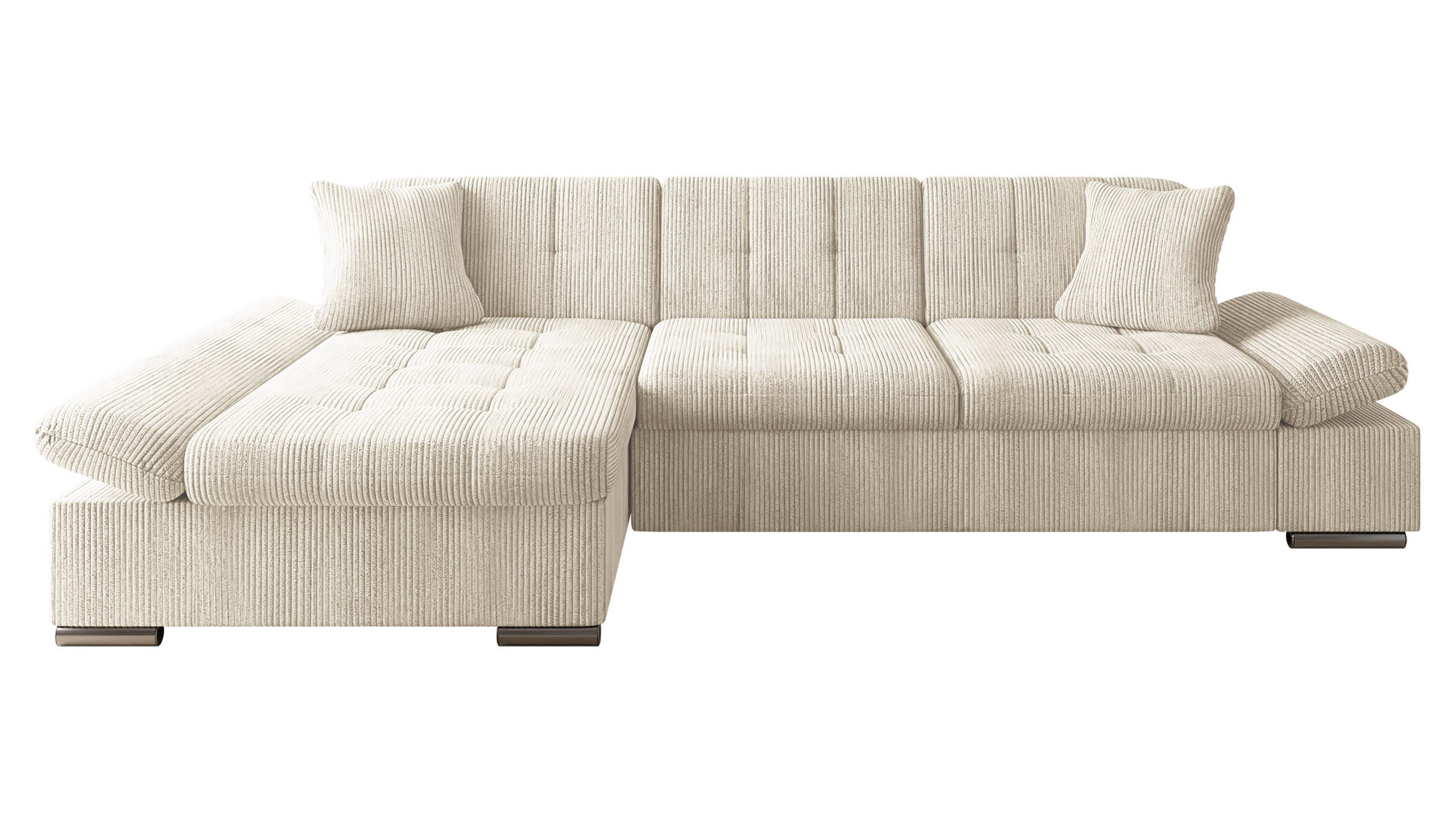 ECKSOFA Malwi Cord, Seite: Links - Creme, Holz/Textil (278/161cm) - MIRJAN24