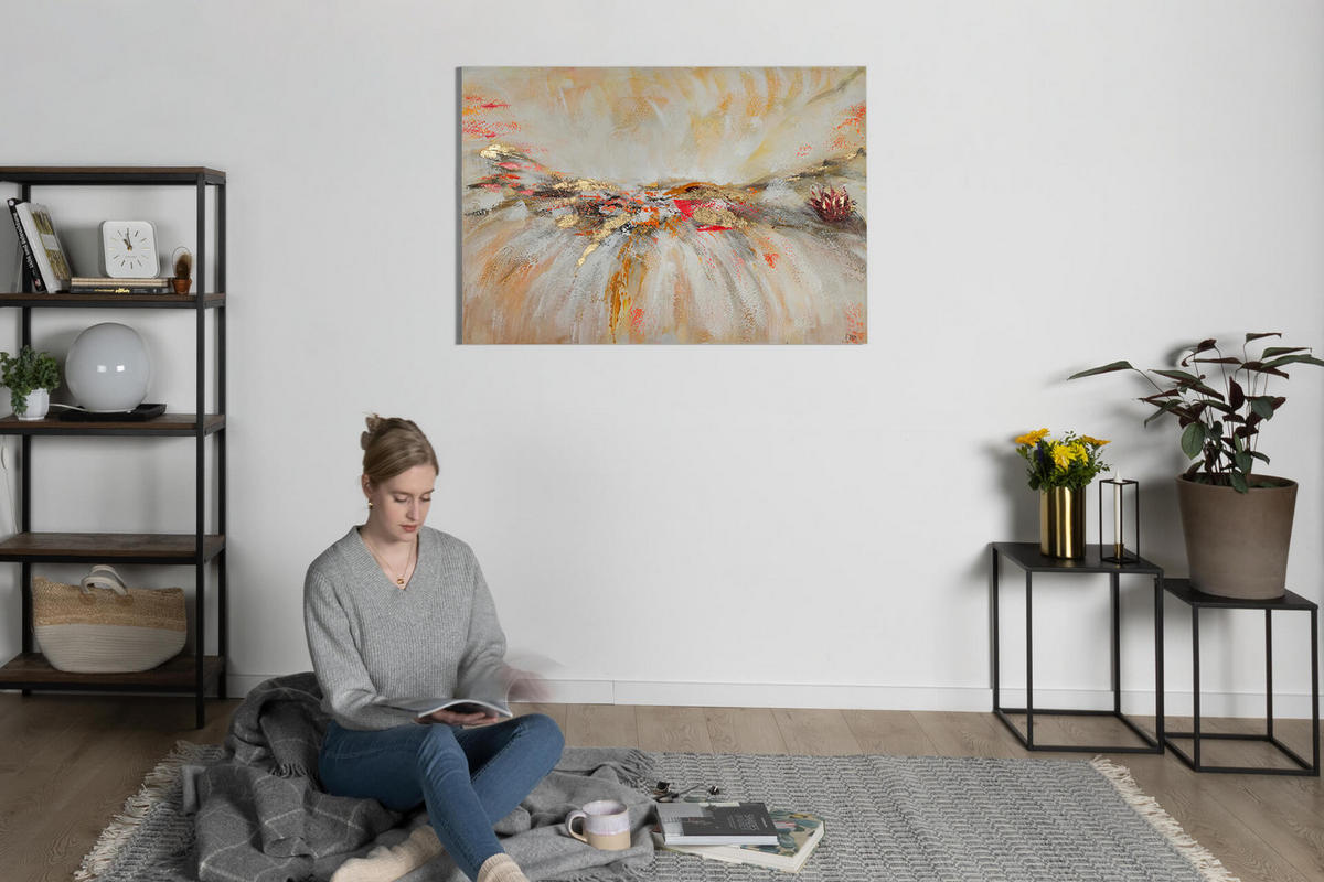 ÖLGEMÄLDE 120/80 cm - Beige/Weiß, Holz/Textil (2.28/80cm) - KUNSTLOFT