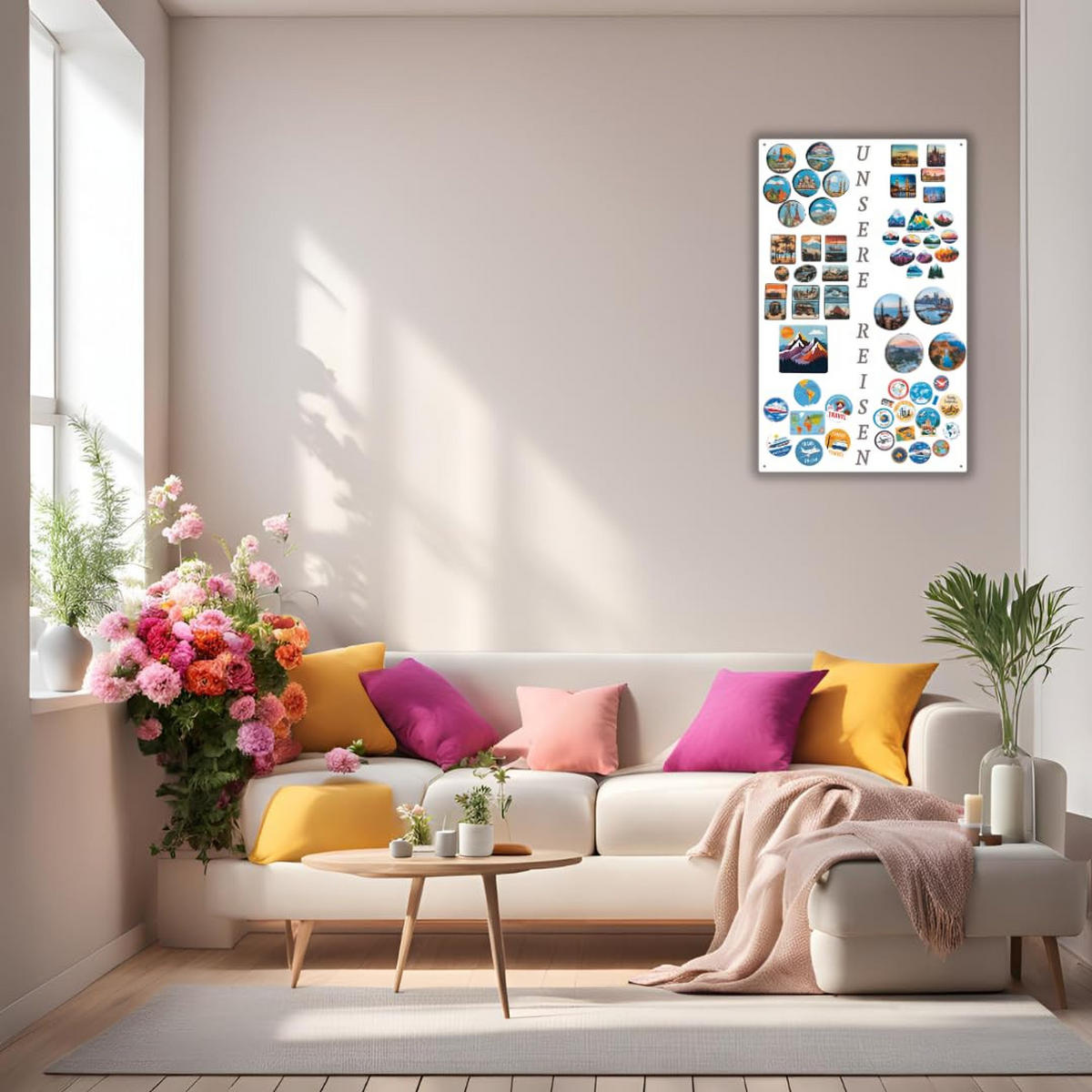 MAGNETTAFEL Unsere Reisen Weiß 50x80 cm - Weiß, Metall (50/80/0.7cm) - ANWICAR