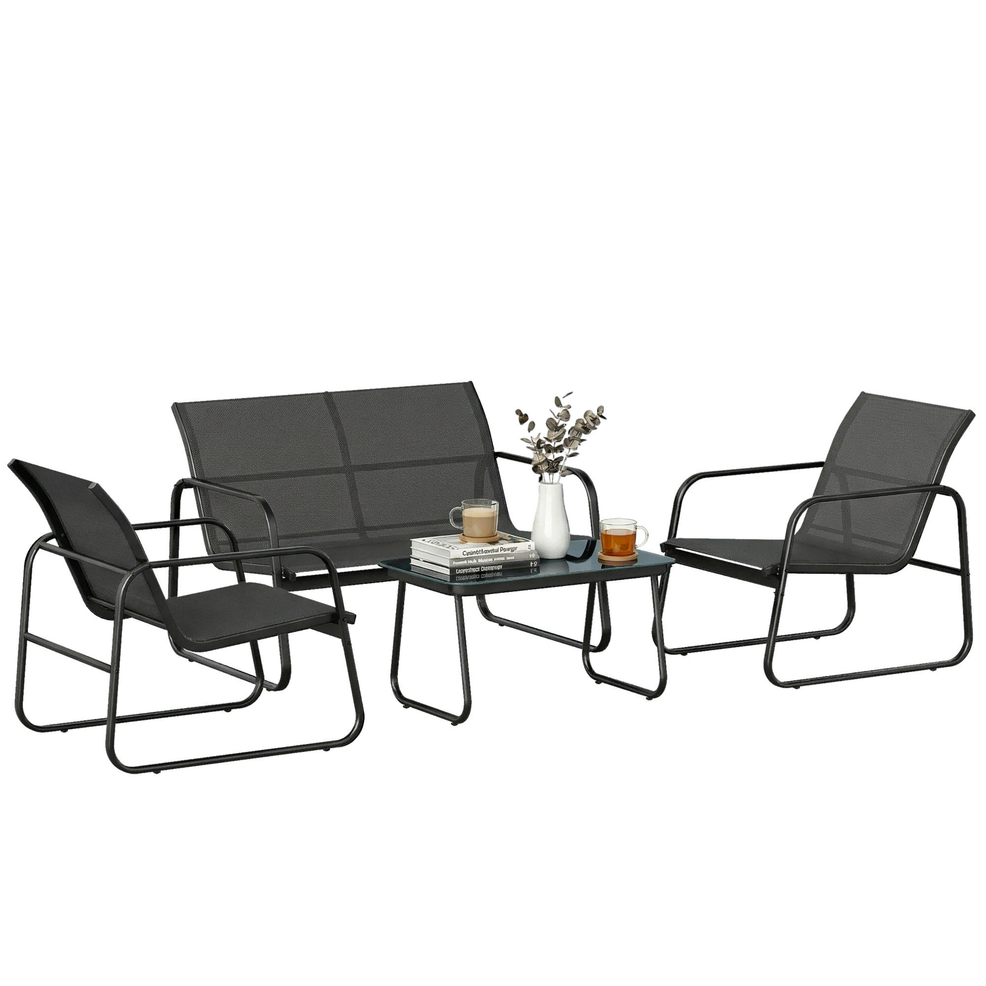 GARTENSET 4-teilige DE-13507 Dunkelgrau - Dunkelgrau, Metall - ComfortXL