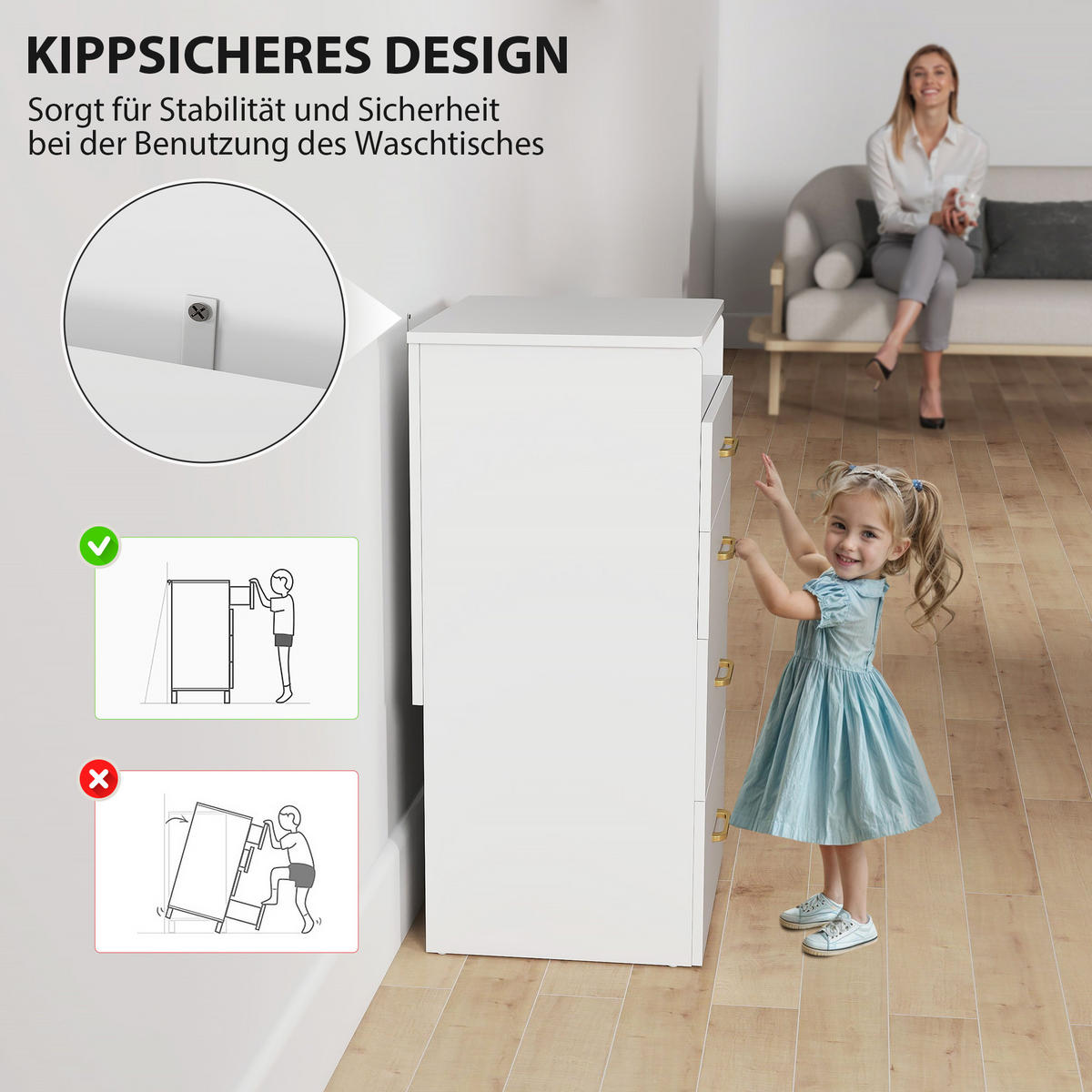 3 in 1 Schminktisch mit Hocker, Kosmetiktisch mit Spiegel, 3 Schubladen - Beige/Weiß, Holzwerkstoff/Textil (40/90/48cm) - HOMCOM