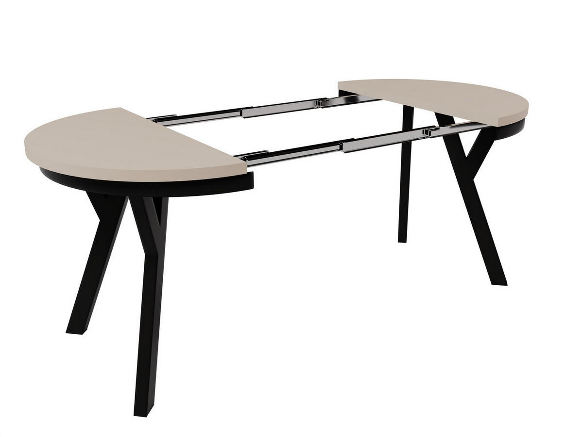 ESSTISCH ARI Rund (90-190 cm Ausziehbar Sandbeige Beige Metallbeine Loft) - Beige/Schwarz, Holz/Holzwerkstoff (90/90/76cm) - Ravio
