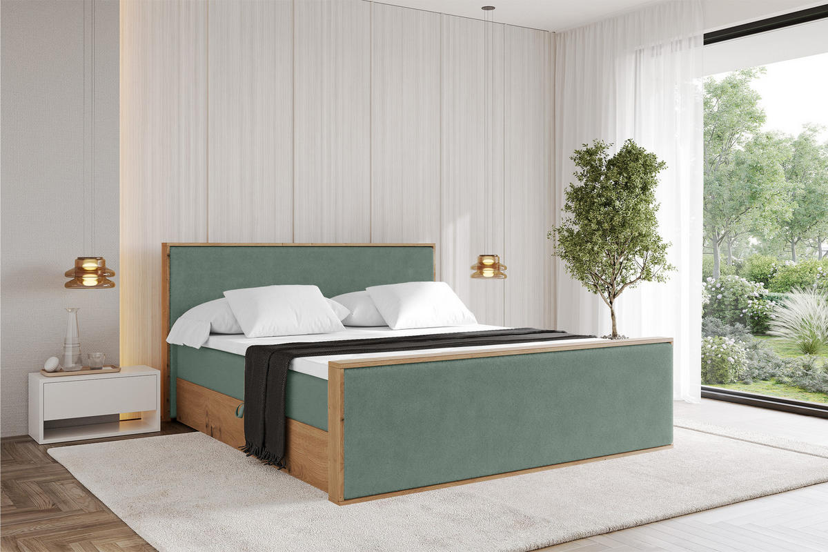 BOXBETT LOLLI9 -Z 160x200 - H3 Grün - Grün, Holzwerkstoff (160/200cm) - ALTDECOR