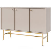 KOMMODE FLOREN, Creme/Gold - Creme, Holzwerkstoff/Metall (124.5/86.4/40.8cm) - KONSIMO®