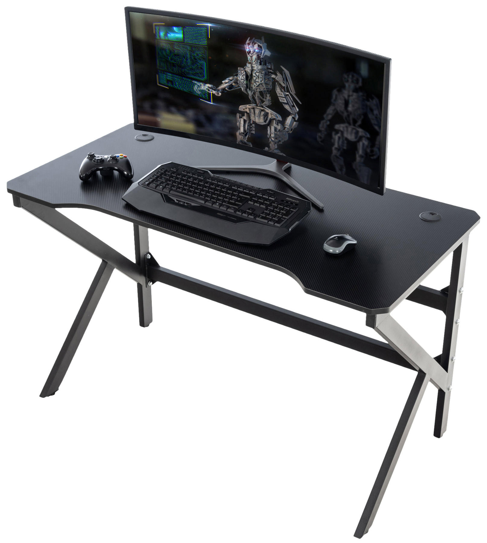 GAMING TISCH eckig 120/60/77 cm Holz rot - Rot/Schwarz, Holz/Metall (60/120/77cm) - CLP