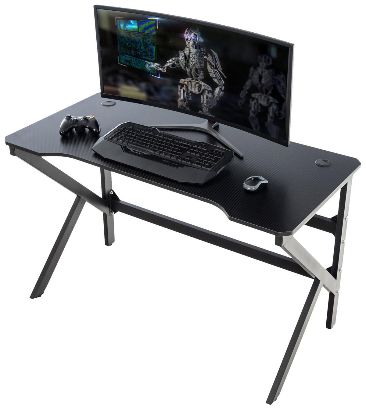 GAMING TISCH eckig 120/60/77 cm Holz rot - Rot/Schwarz, Holz/Metall (60/120/77cm) - CLP