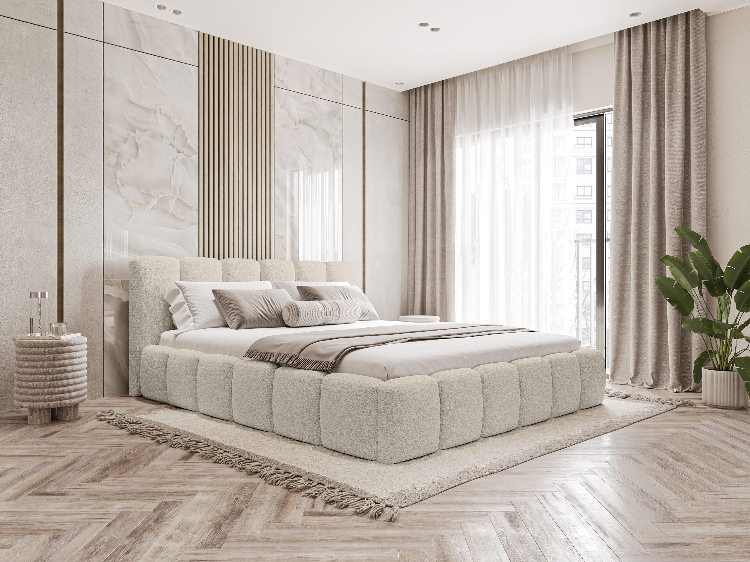 POLSTERBETT Lukhi 200x200 cm, Beige - Beige, Textil (200/200cm) - Fedve
