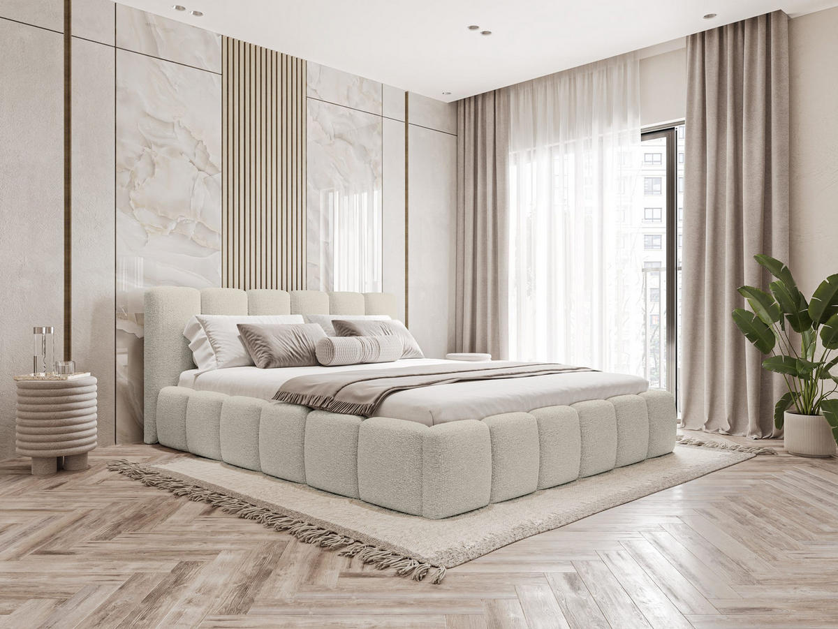POLSTERBETT Lukhi 200x200 cm, Beige - Beige, Textil (200/200cm) - Fedve