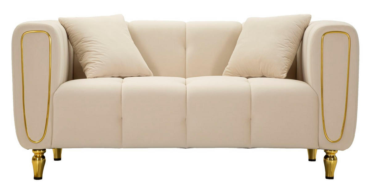 2-SITZER Sofa Samt Alma - Beige - Beige, Textil (81/71/155cm) - Pasmara
