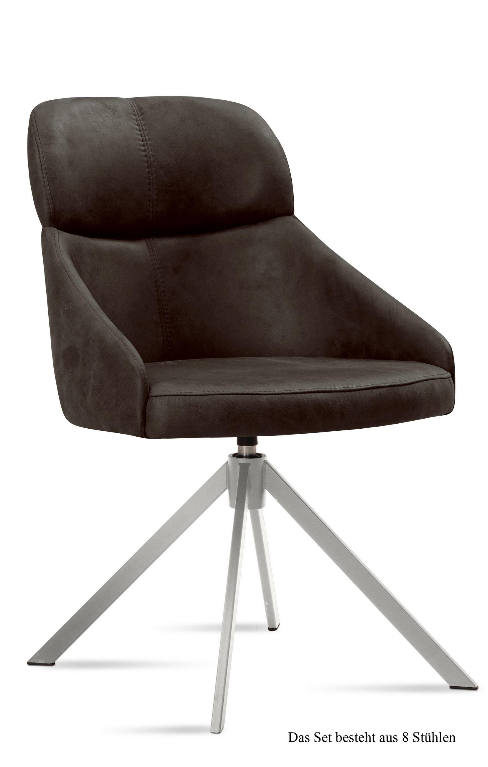 ESSZIMMERSTUHL drehbar (8er-Set) Deeanne 52x82x63 Edelstahl/Espresso - Edelstahlfarben/Dunkelbraun, Kunststoff (63/82/52cm) - 58aufmkessel
