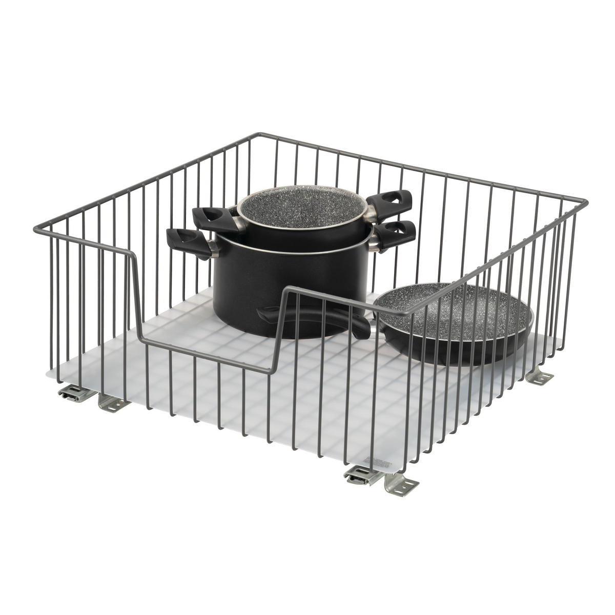 SCHRANK-KORBAUSZUG 50 cm mit Einlegeboden, grau - Grau, Metall (50/23/50.5cm) - bremermann