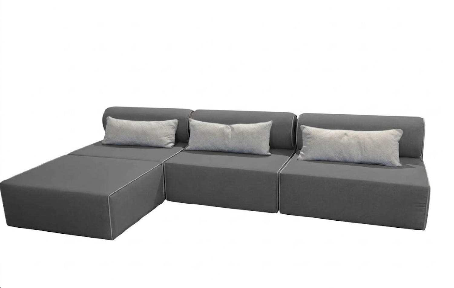 GARTENSOFA BALI M - Wetterfeste Balkonmöbel & Lounge Sofa Außen - Moderne Outdoor Couch für Garten - Balkon & Terrasse - Dunkelgrau - Dunkelgrau, Kunststoff (336/78/100cm) - Trada