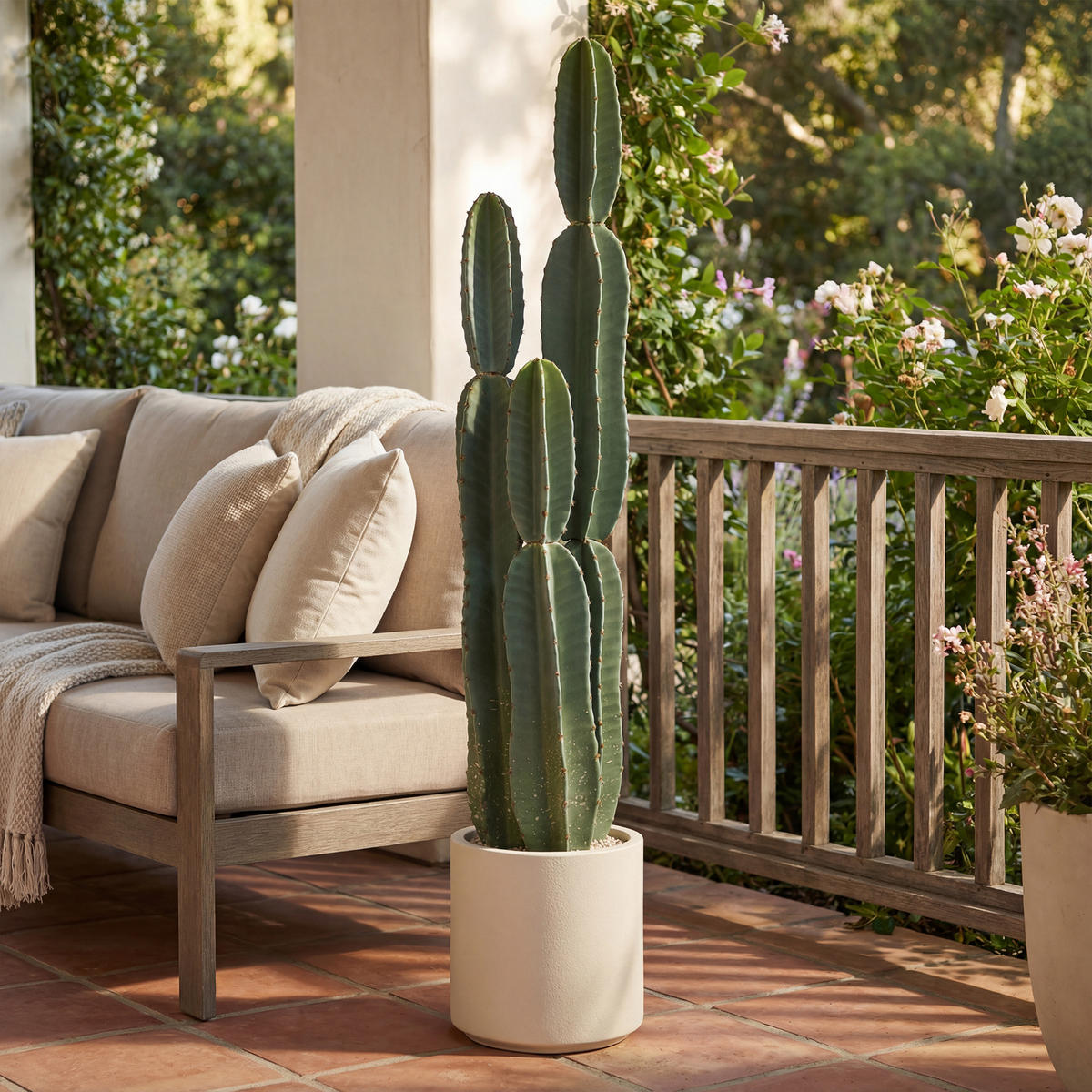 KUNSTPFLANZE Kunststoff Grün - Beige/Grün, Kunststoff (111cm) - HOMCOM