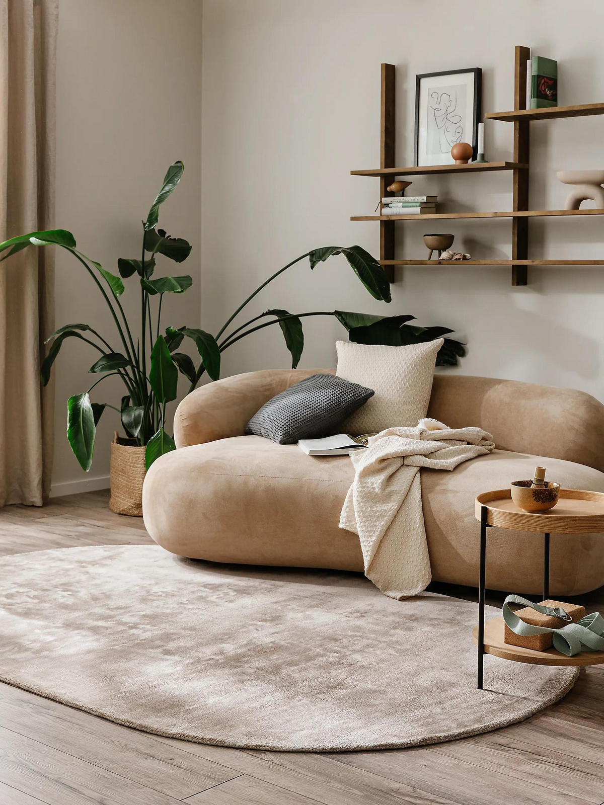 VISKOSETEPPICH OVAL Nela Taupe 150x230 cm - Taupe, Textil (150/230cm) - benuta Pure