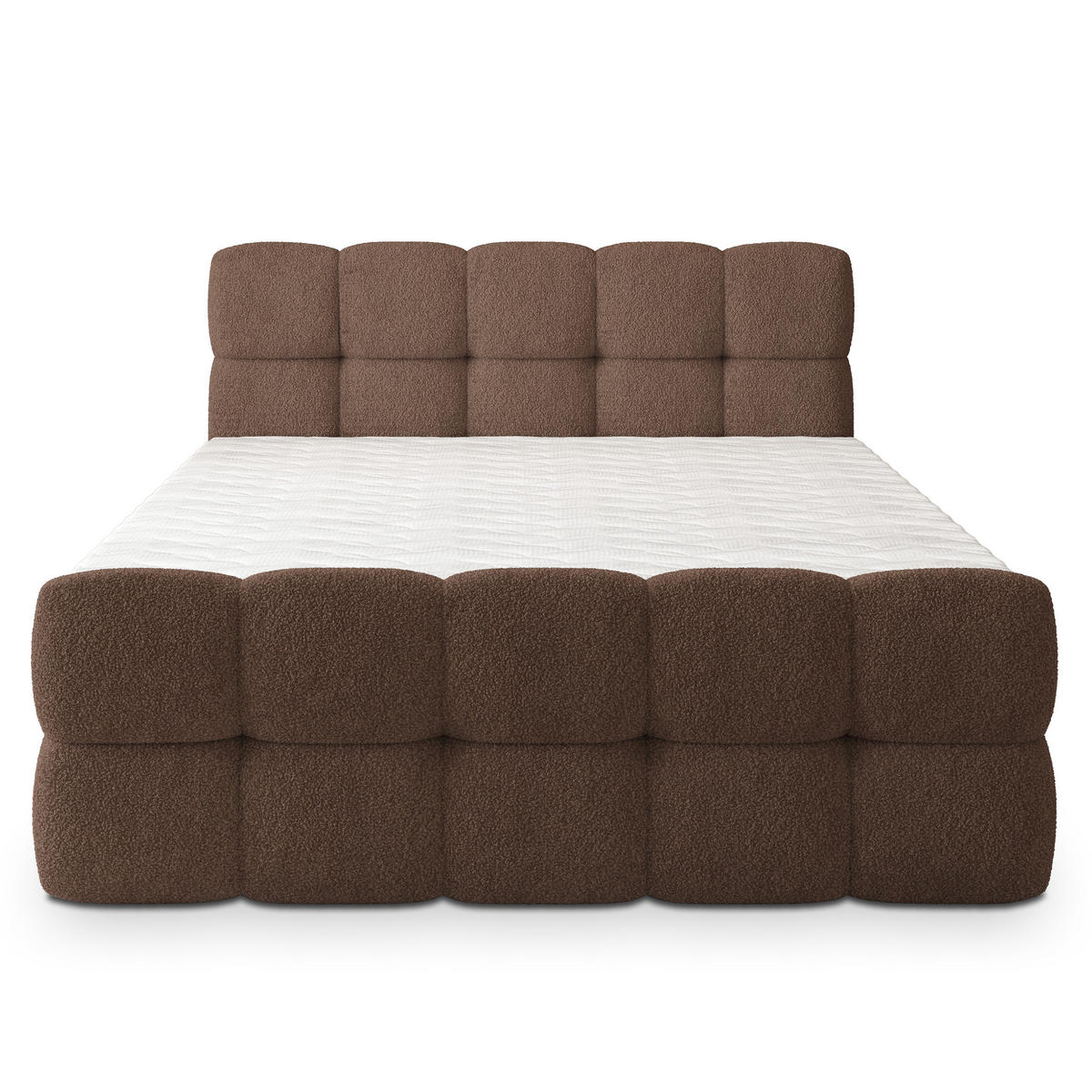 BOXBETT BRUME 160x200 cm mit Matratze und Topper, H2+H3 - Braun - Braun, Holz (160/200cm) - MASSENO