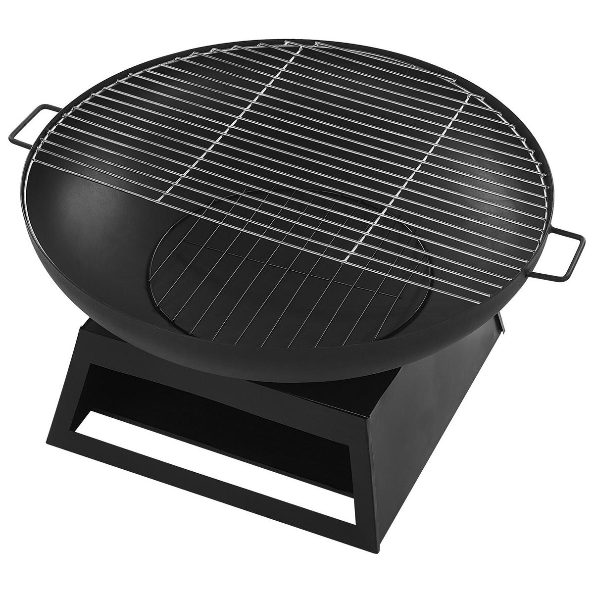 FEUERSTELLE Stah schwarz rund mit Ablage Semeru - Schwarz, Metall (76/60/76cm)