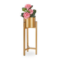 BLUMENTOPF Ständer - Goldfarben, Metall (21.5/60/21.5cm) - Relaxdays
