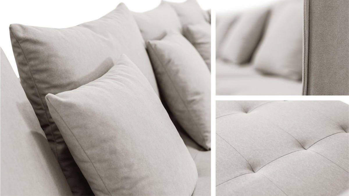 ECKSOFA Sofa U-Form Couch U form Hannover Stoff Castel Ecru - Ecru, Holz (348/188cm) - Kaiser Möbel