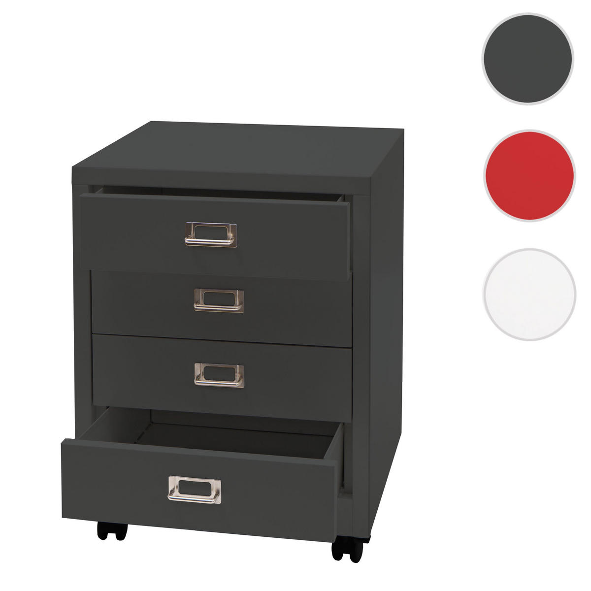 ROLLCONTAINER 55x40x41cm Metall 4 Schubladen Dunkelgrau - Dunkelgrau, Metall (40/55/41cm) - PROREGAL