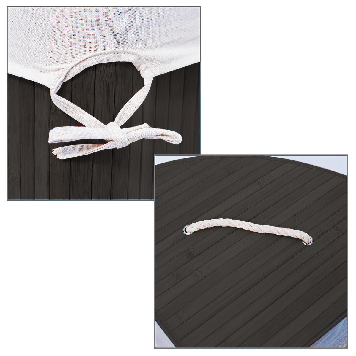 ECKWÄSCHEKORB - Schwarz, Holz/Textil (49.5/65/37cm) - Relaxdays