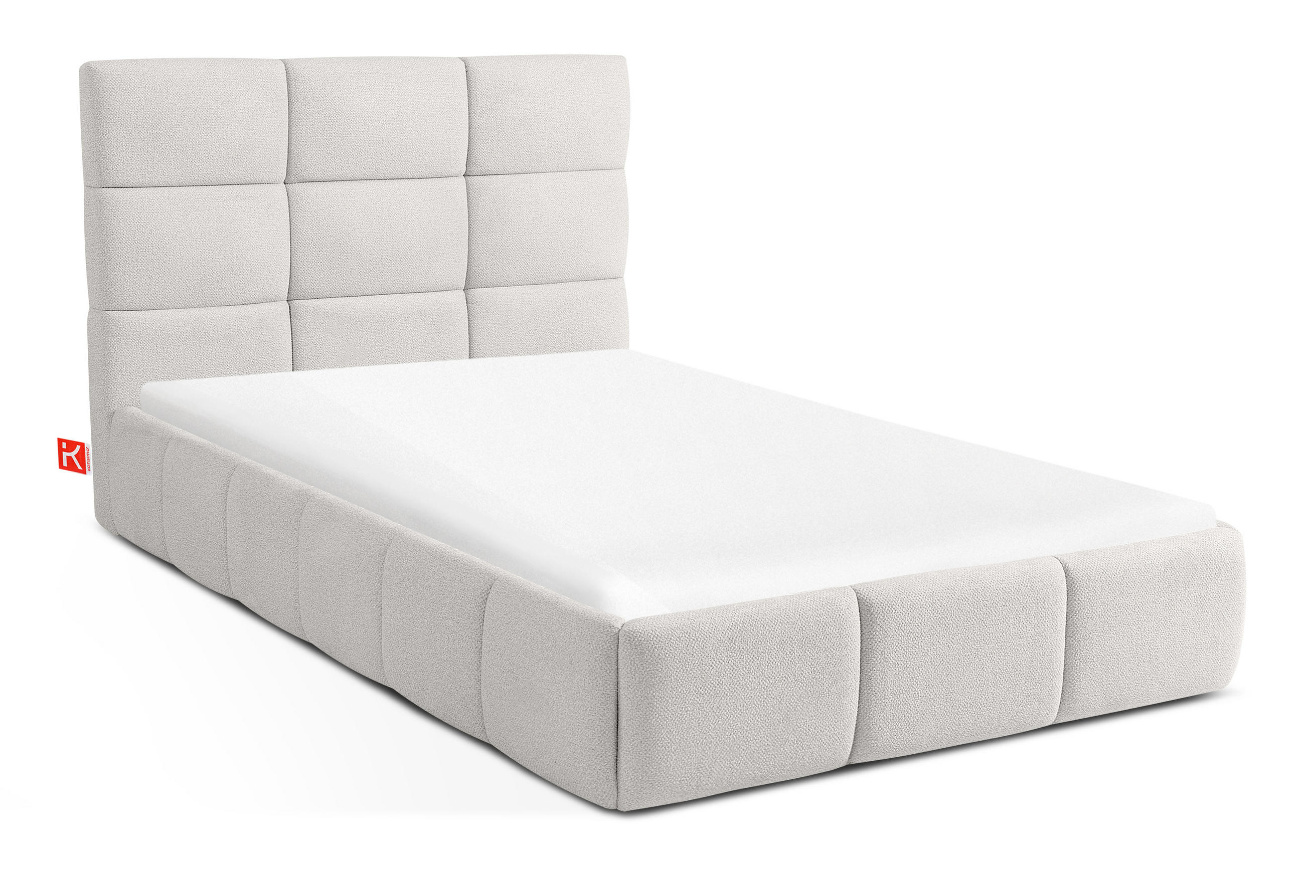 POLSTERBETT ALTOS Einzelbett, Bouclé, weiß - Weiß, Holz/Holzwerkstoff (120/200cm) - KONSIMO®