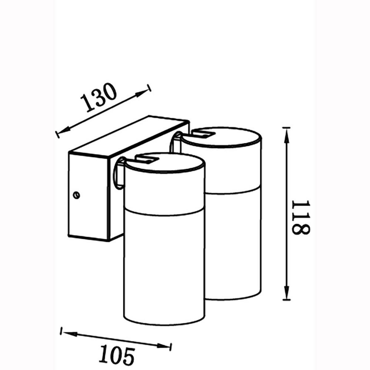 AUSSEN-WANDLEUCHTE Aluminium Schwarz 2 flammig - Schwarz, Metall (15/11.8/10.5cm) - Globo Lighting