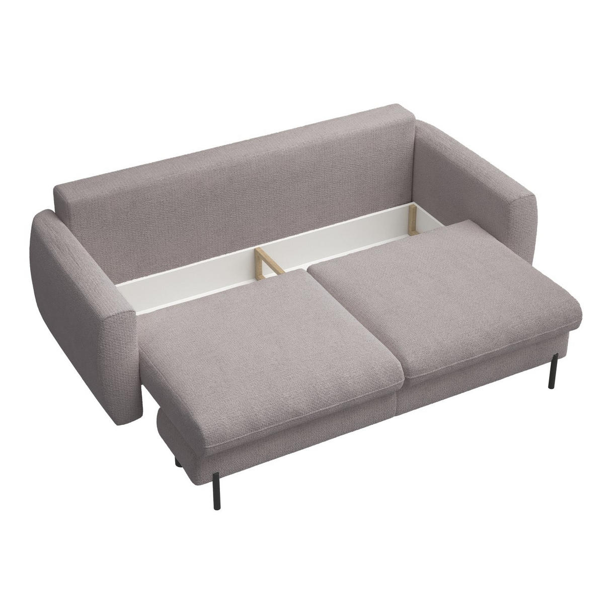 SOFA Rane greige mit Schlaffunktion - Taupe/Schwarz, Textil/Metall (236/90/102cm) - Selsey