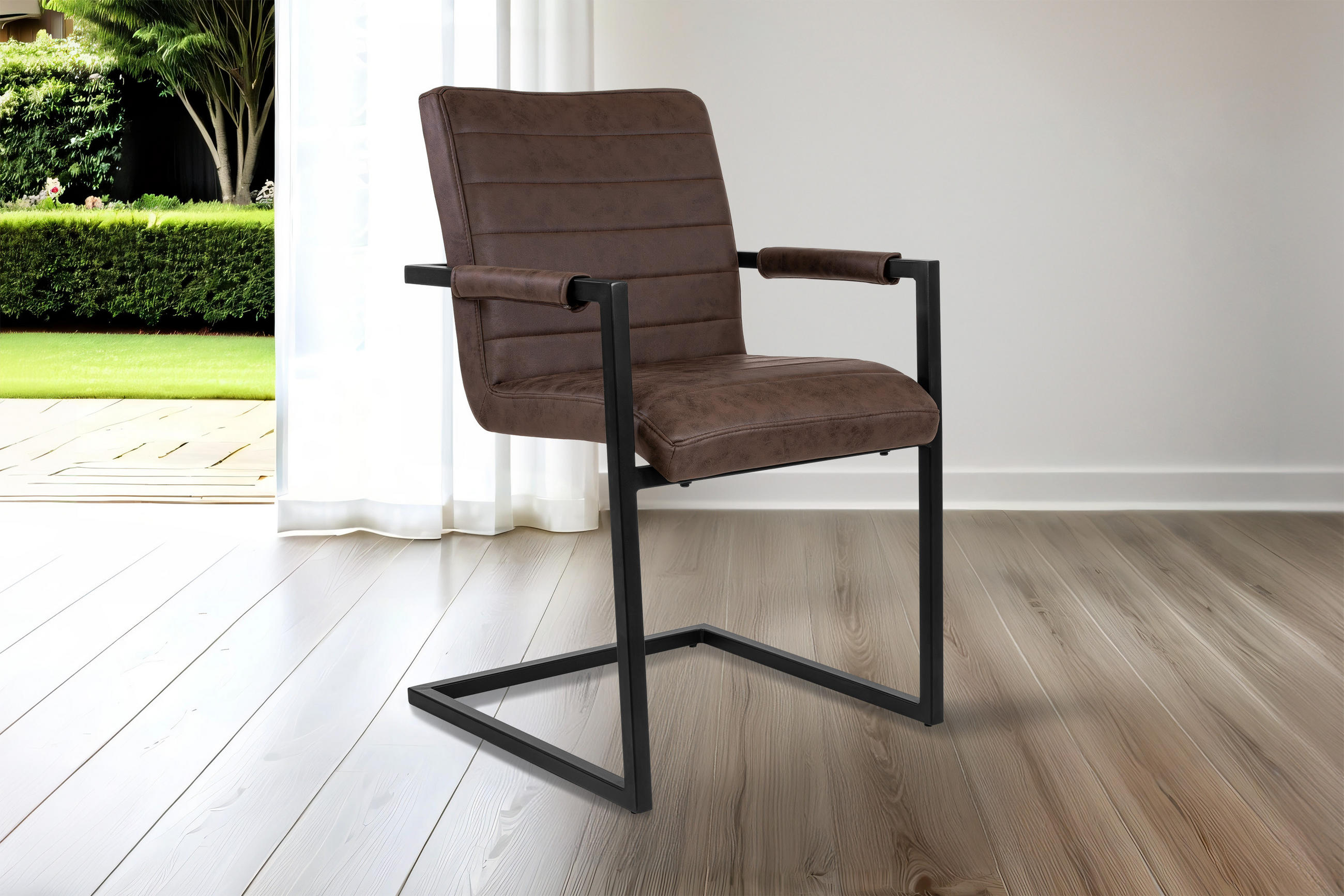 FREISCHWINGER PARZIVO - Nussbaumfarben/Schwarz, Leder/Metall (46/84/42cm) - SAM