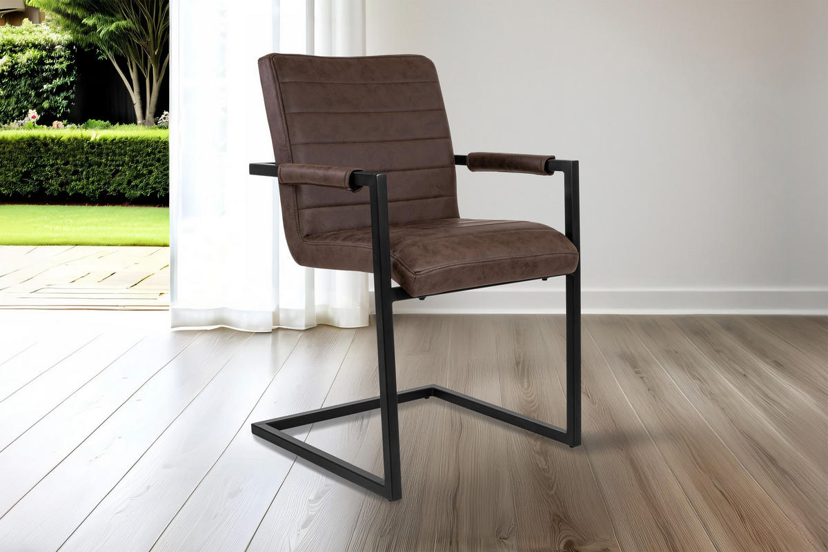 FREISCHWINGER PARZIVO - Nussbaumfarben/Schwarz, Leder/Metall (46/84/42cm) - SAM