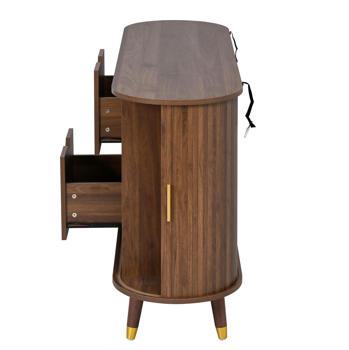 KOMMODE aus MDF 140x40x79,5cm in Nussbaum mit Schubladen - Nussbaumfarben, Holzwerkstoff (140/79.5/40cm) - Modfu