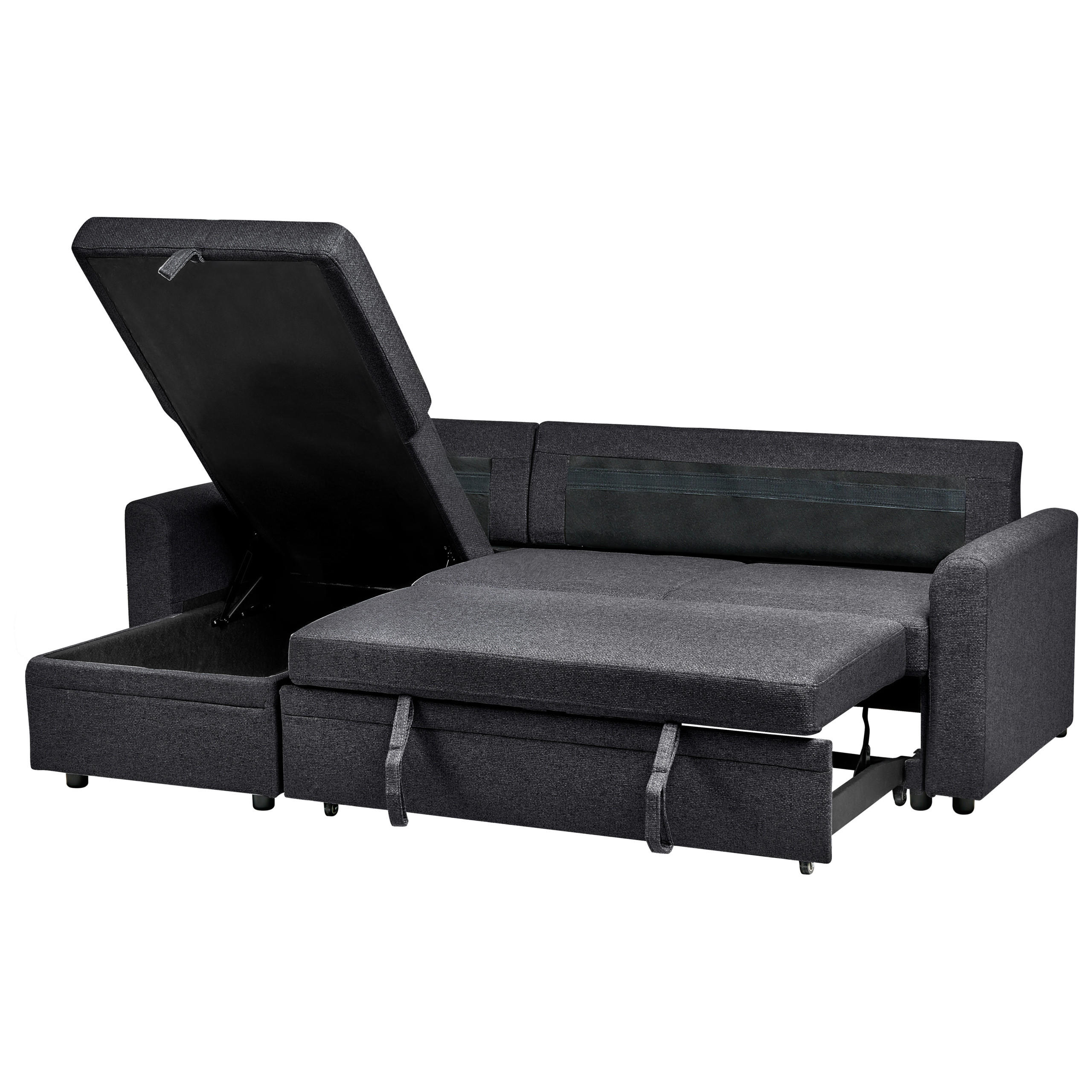 Beliani Eckschlafsofa Schwarz 210x131 cm
