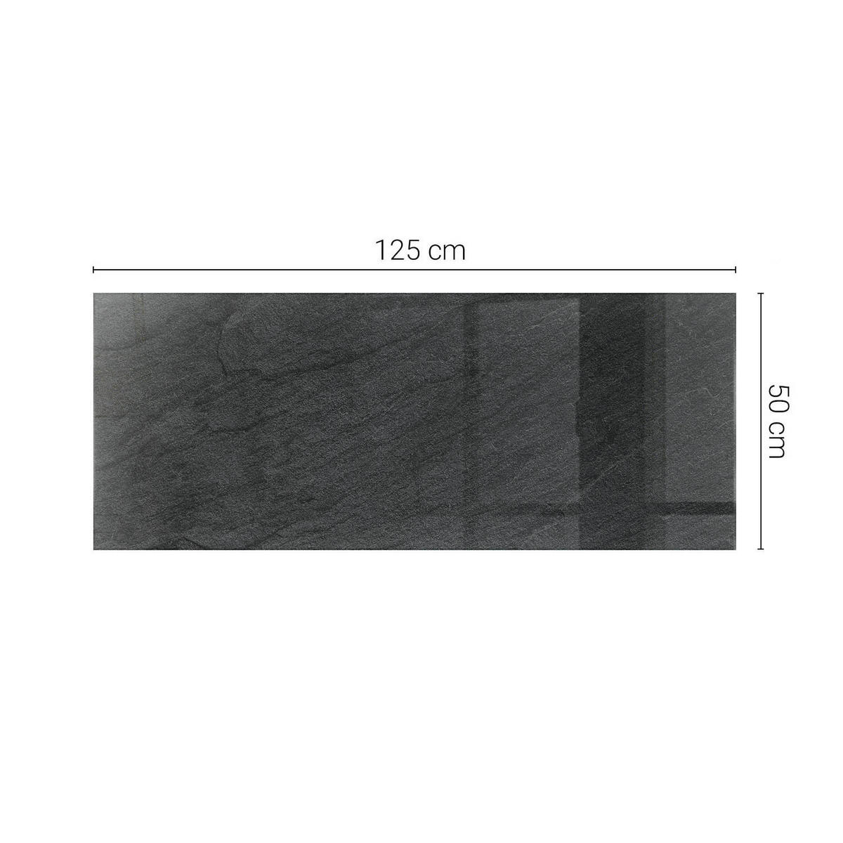 TISCHPLATTE 125x50 cm Natursteinstruktur - Schwarz, Glas (125/50/0.4cm) - TULUP