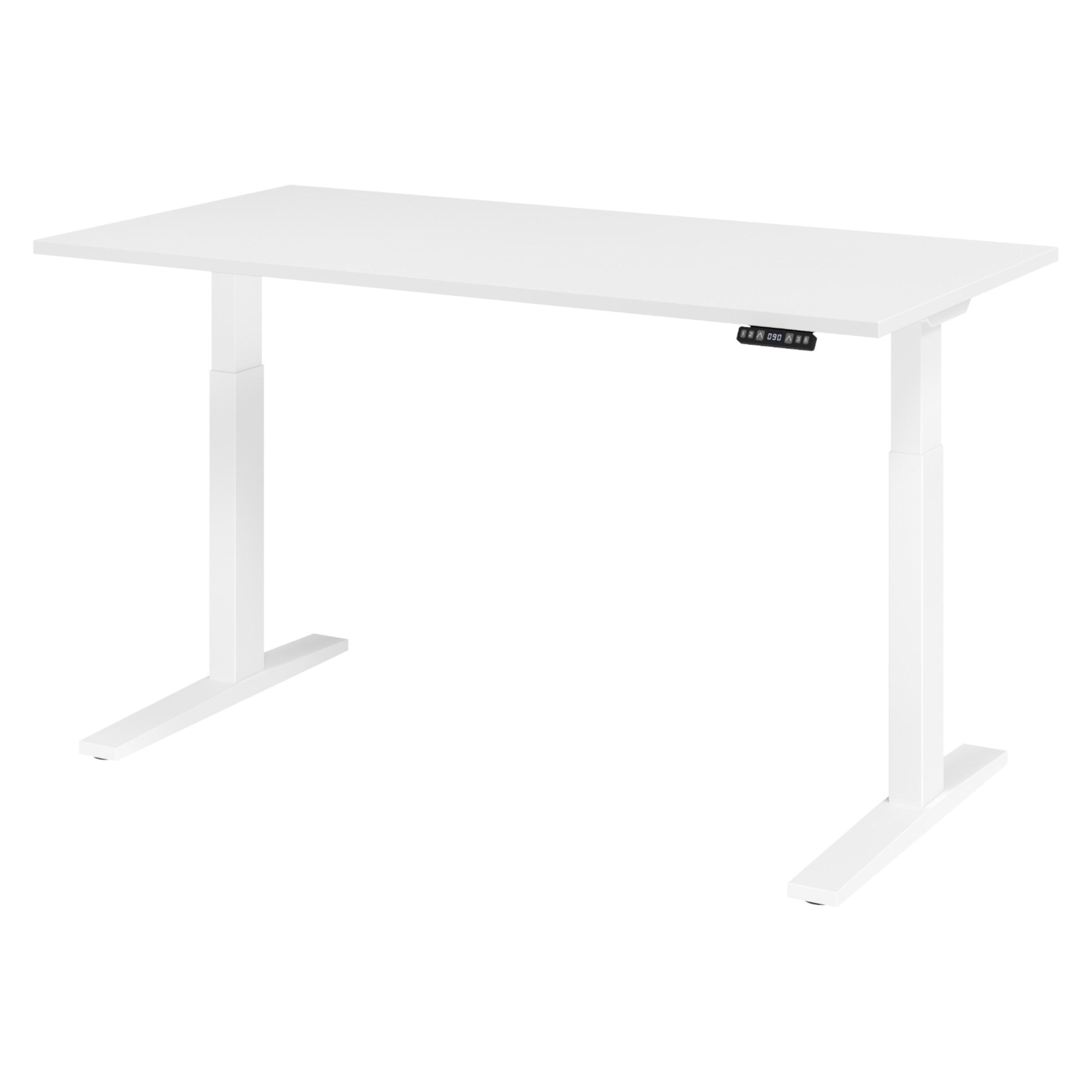 SCHREIBTISCH elektrisch XMKA 80/160/74 cm in Weiß/Weiß - Weiß, Holzwerkstoff (80/160/74cm) - bümö