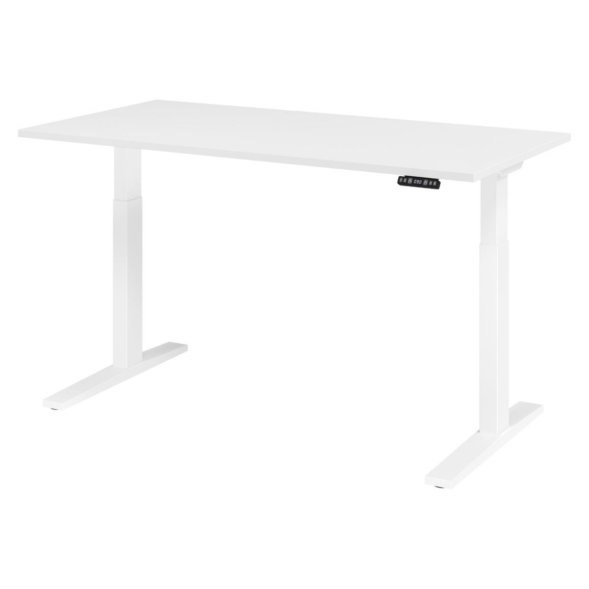 SCHREIBTISCH elektrisch XMKA 80/160/74 cm in Weiß/Weiß - Weiß, Holzwerkstoff (80/160/74cm) - bümö