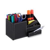 SCHREIBTISCH Organizer - Schwarz, Papier/Kunststoff (11/22.5/12cm) - Relaxdays