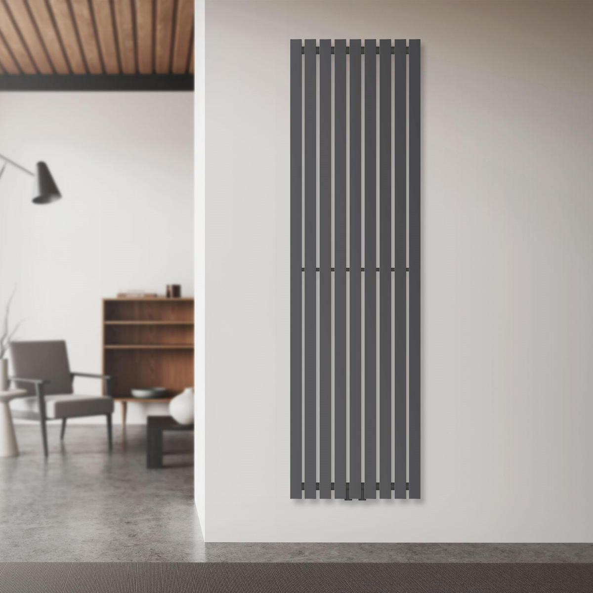 BADHEIZKÖRPER Stella 480x1600 mm Anthrazit mit Mittelanschluss - Anthrazit, Metall (48/160/5cm) - LuxeBath
