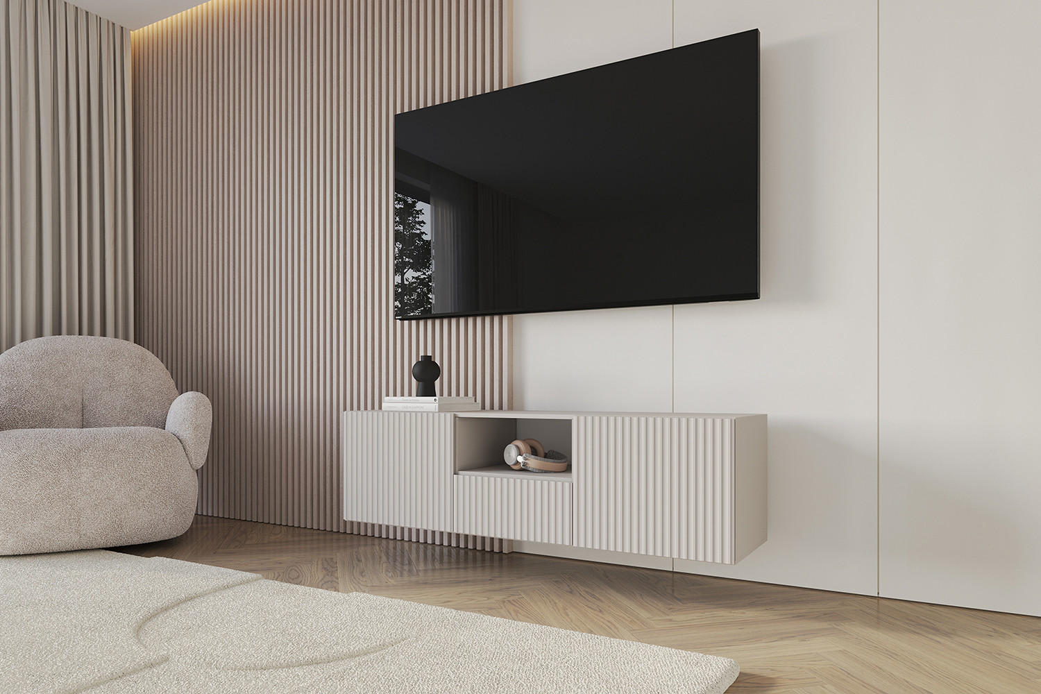 LOWBOARD NOA-2-W 140x40x41 cm - Kaschmir - Kaschmir, Holzwerkstoff (140/40/41cm) - ALTDECOR