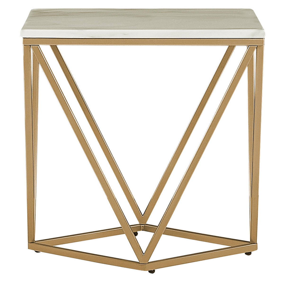 BEISTELLTISCH beige/gold Marmor Optik quadratisch 50/50 cm Malibu - Beige/Goldfarben, Holzwerkstoff (50/50/50cm) - Beliani