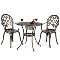EISKUBEL Abnehmbarem Braun + Bistro-Set 3tlg. - Braun, Metall (69/86cm) - COSTWAY