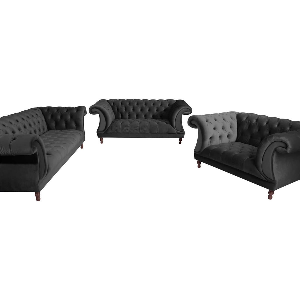 CHESTERFIELD Sessel Kaylin Samtvelours schwarz - Schwarz, Kunststoff (100/80/167cm) - 58aufmkessel