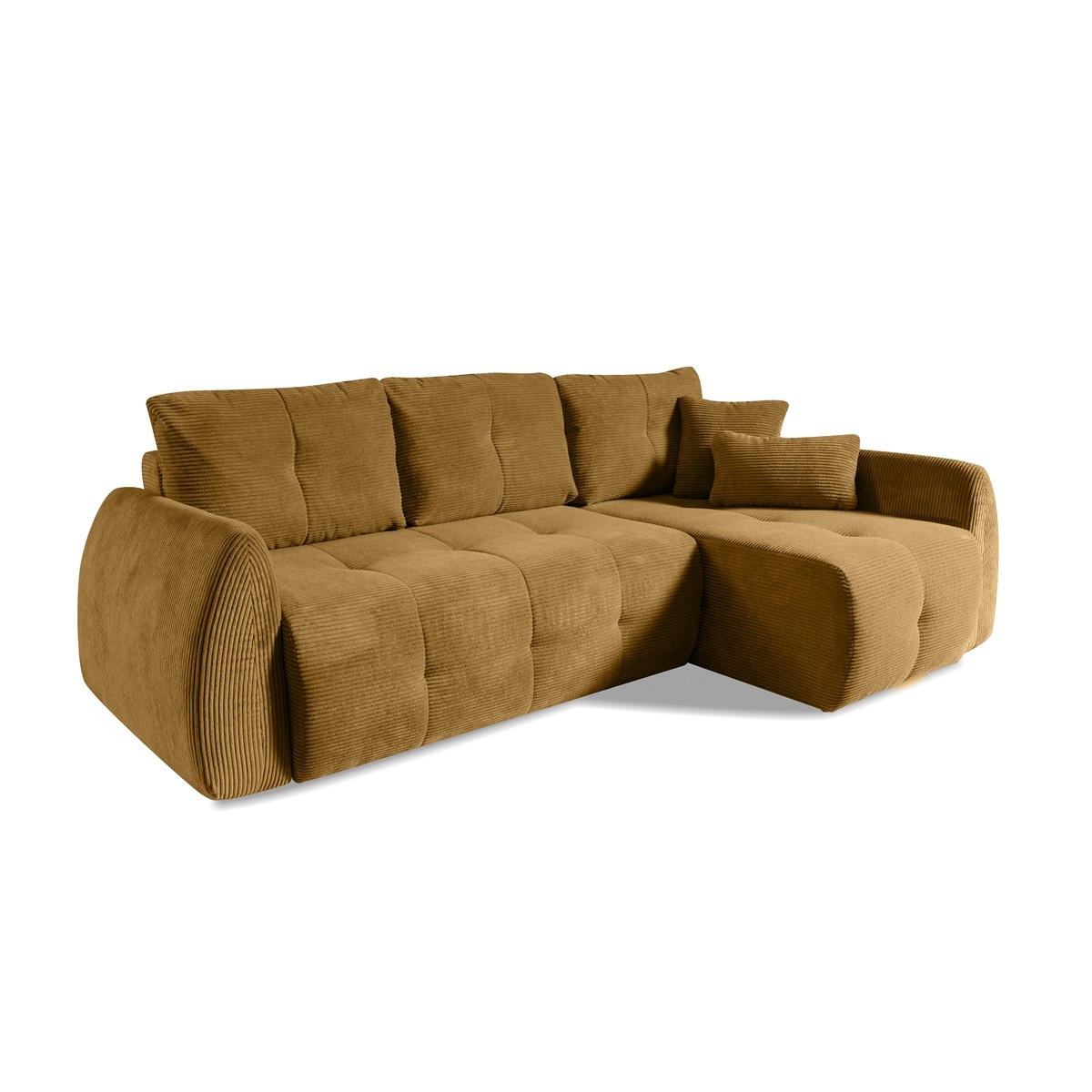 ECKSOFA Luna Gelb, mit Schlaffunktion - Honig, Holzwerkstoff/Textil (252/155cm) - Bettso